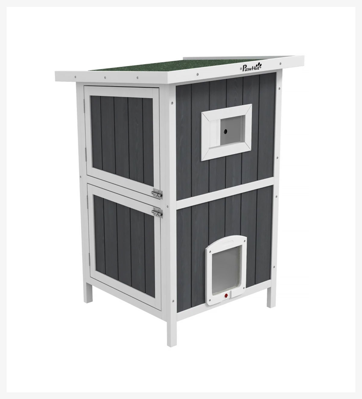 Casă de exterior pentru pisici cu 2 niveluri